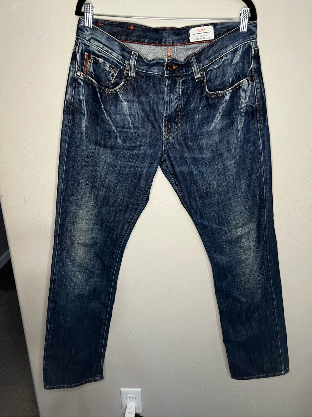 Boss by Hugo Boss Men’s Button Fly Regular Fit Straight Denim Jeans